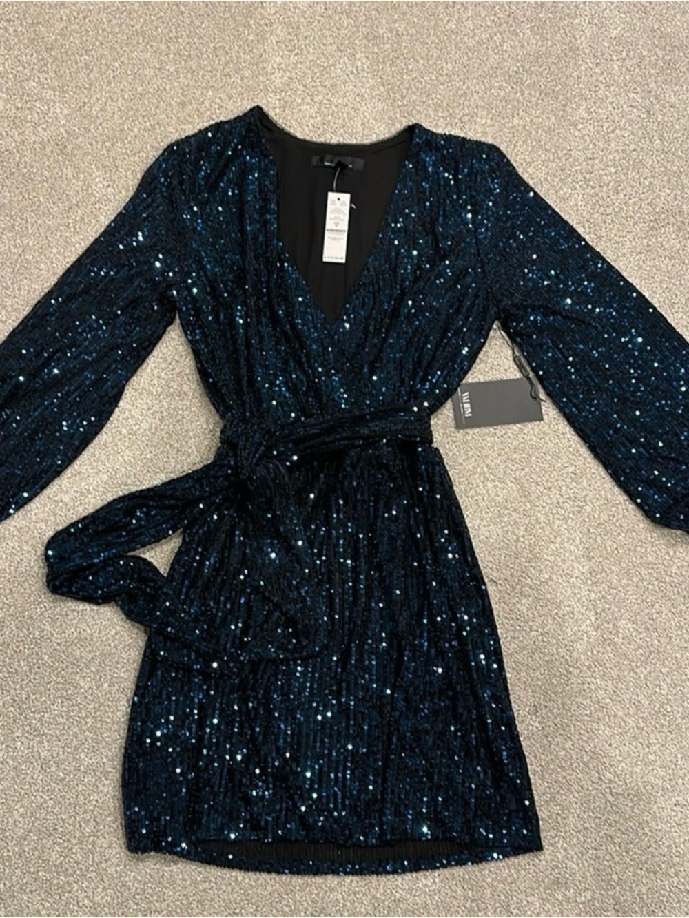 White House Black Market Navy Sequin Wrap Dress